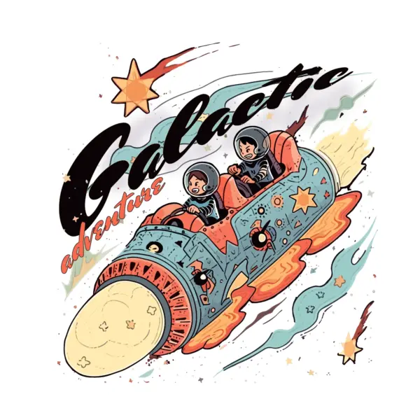 Children in space suits on a rocket ship design