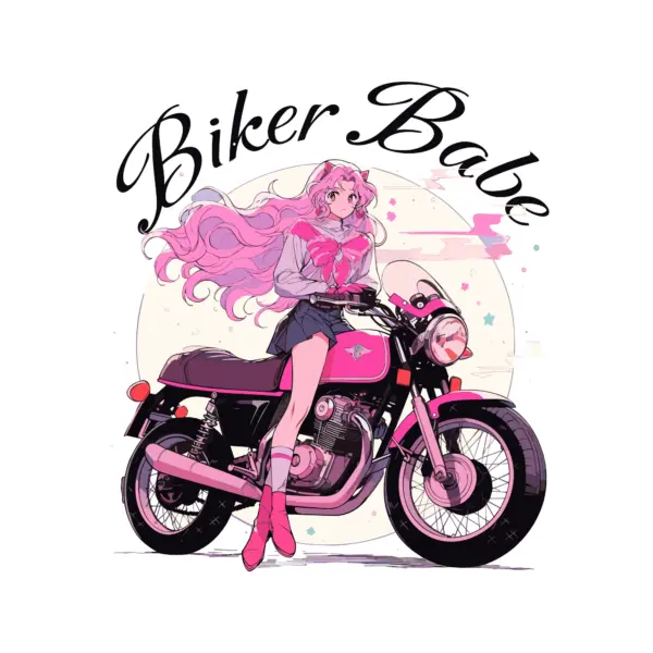 Girl leaning on a motorcycle design