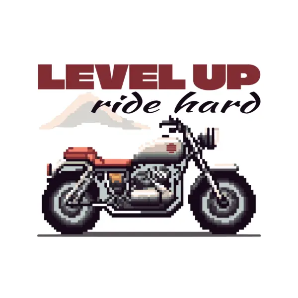 Video game motorcycle made with pixels design