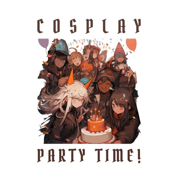Group of cosplayers gathered together to celebrate a birthday design