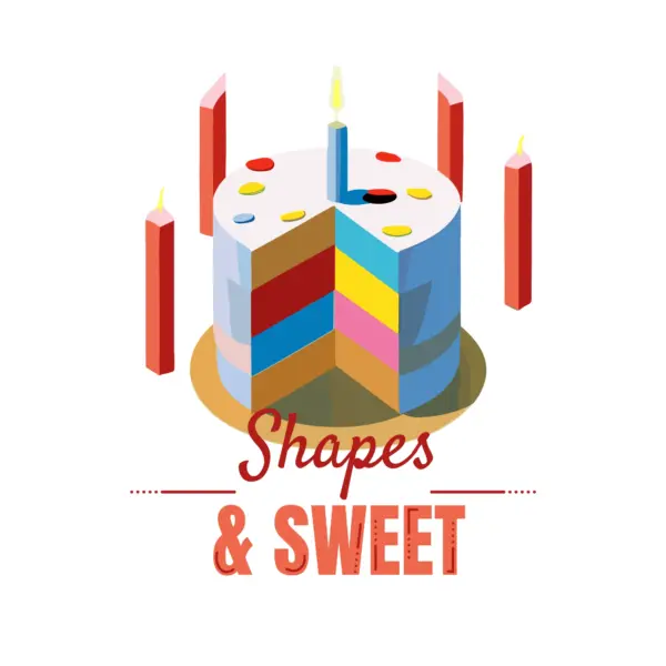 Colourful birthday cake in a geometric design