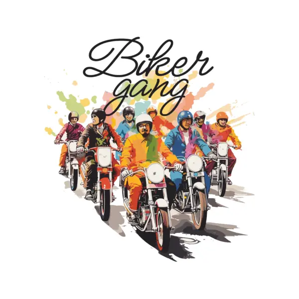 Colorful group of bikers design