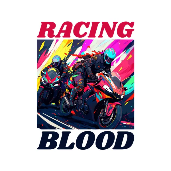 Motorcycle racing with explosive colors in the background design