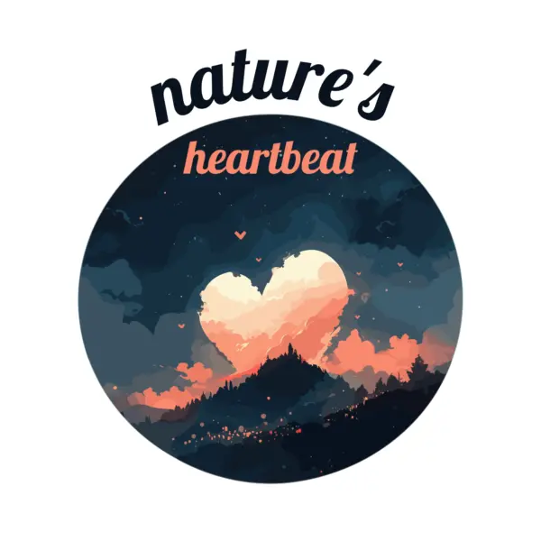 Sun-shaped heart rising from the mountains design