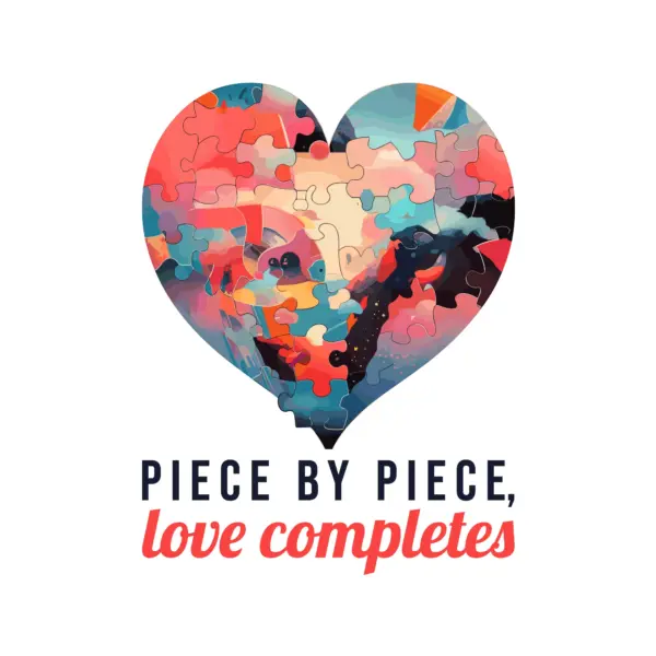 Heart made with pieces of head breakers design