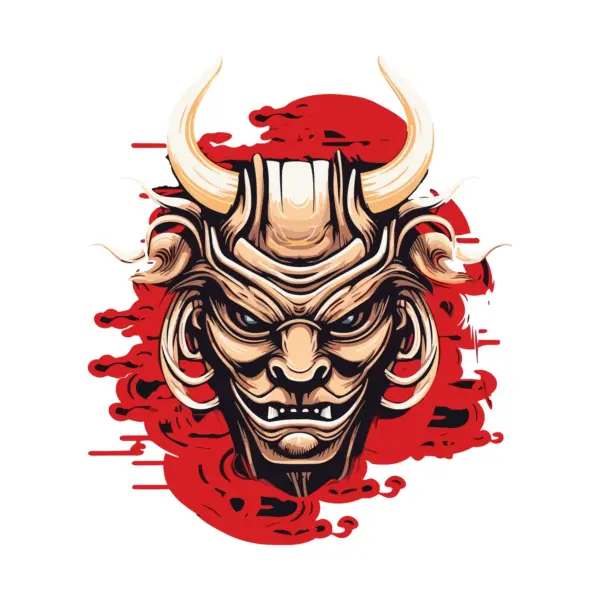 Japanese mask with horns design