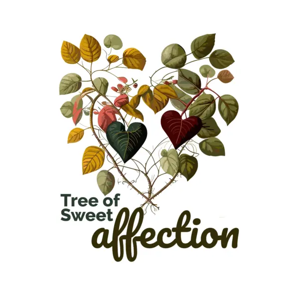 Heart-shaped hearts supported by stems and a love phrase design