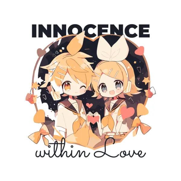 Children inside a heart with love phrase design