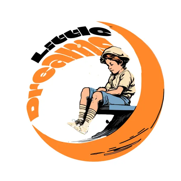 Child sitting sleeping on the moon design