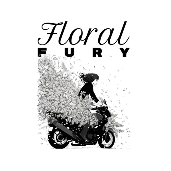 Girl detaching flowers from her motorcycle design