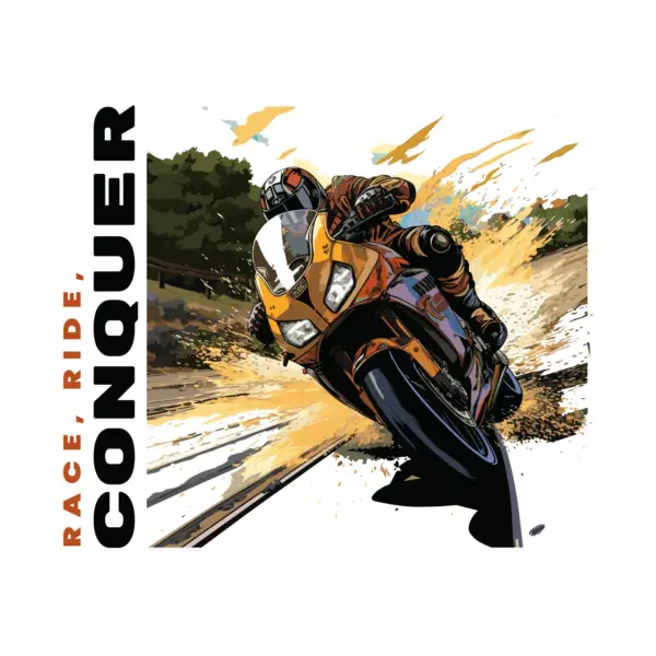 Racing motorcycle kicking up dust design