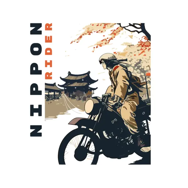 Girl on a motorcycle in Japan design