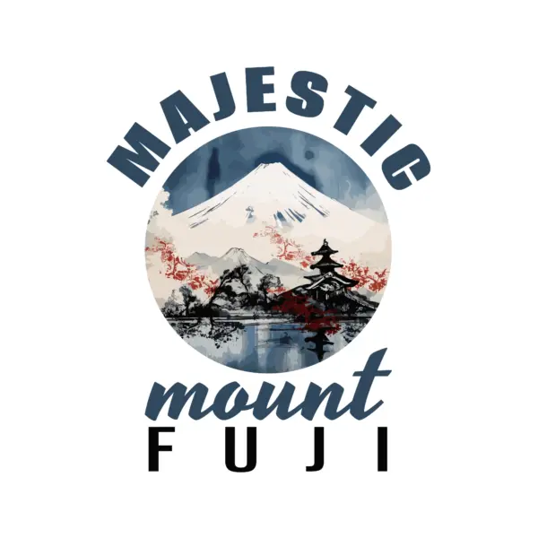 Mount fuji with a traditional Japanese building design