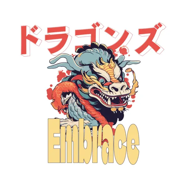 Classic Japanese Dragon with Japanese letters design
