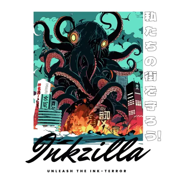 Giant octopus attacking tokyo design