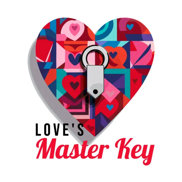 Heart with pattern, lock and love phrase design