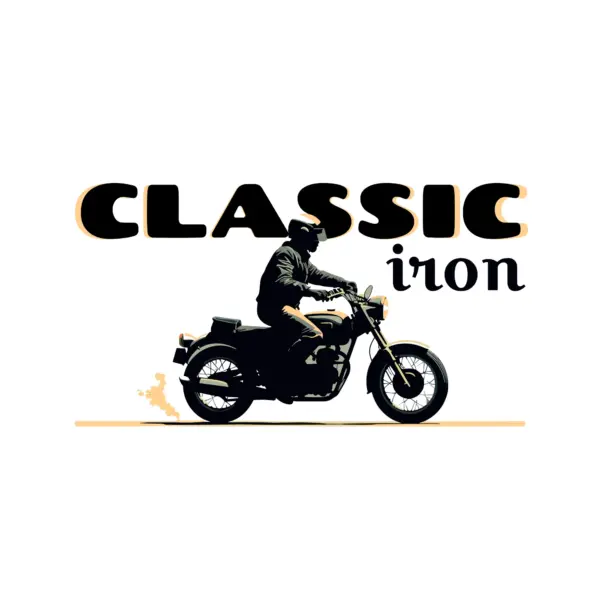 Boy on his classic motorcycle design