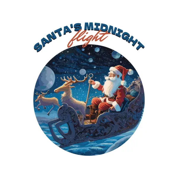 Santa Claus on his sleigh above the clouds design