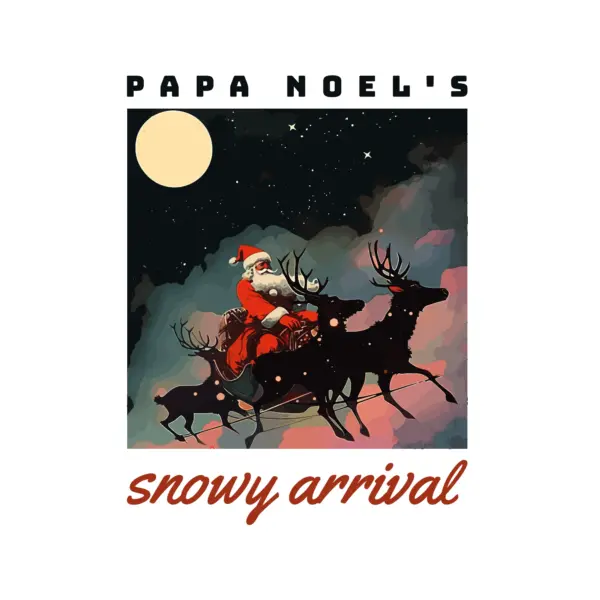 Santa Claus in his sleigh flying on a starry night design