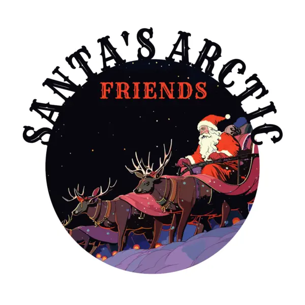Santa Claus on his sleigh with his reindeer friends design