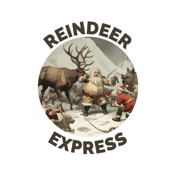 Santa Claus playing with his reindeer design