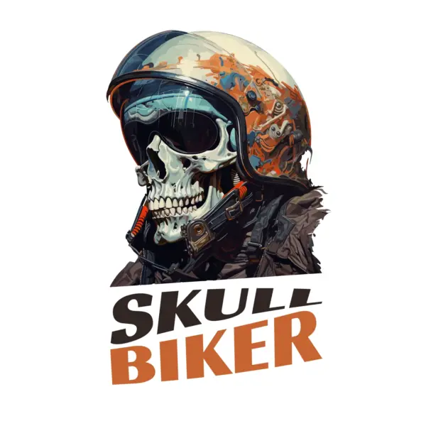 Skull with glasses and motorcycle helmet design