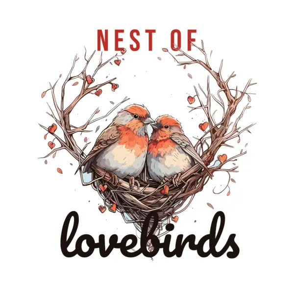 Pair of birds in a love nest design