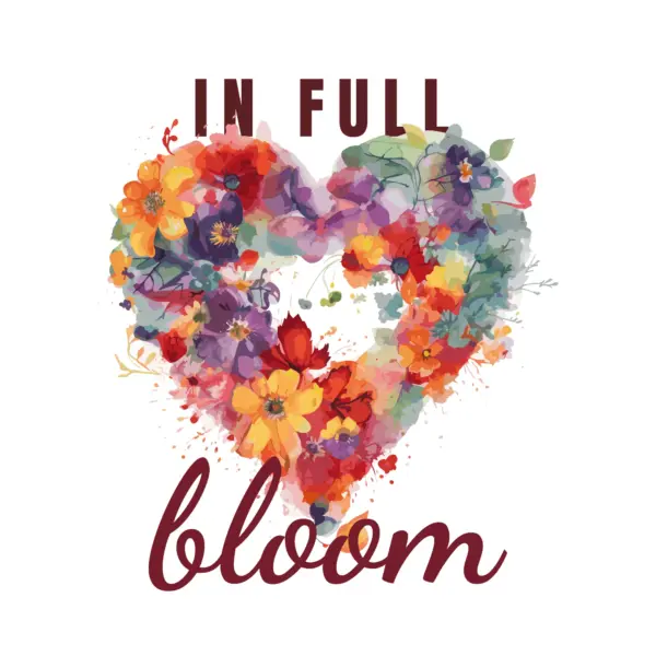 Heart made with paints and flowers design