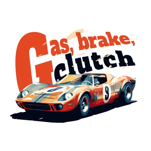 Classic racing car accompanied by a sentence design
