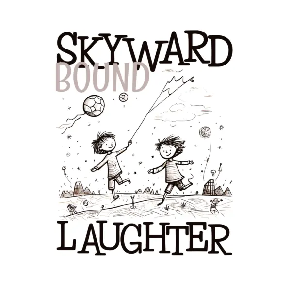 Children playing kites with bouncing balls design