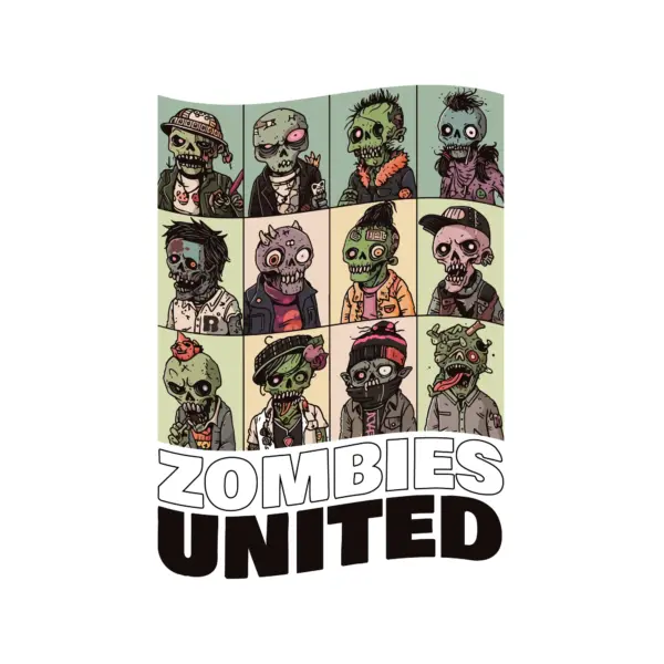 Group of zombies with different styles united design