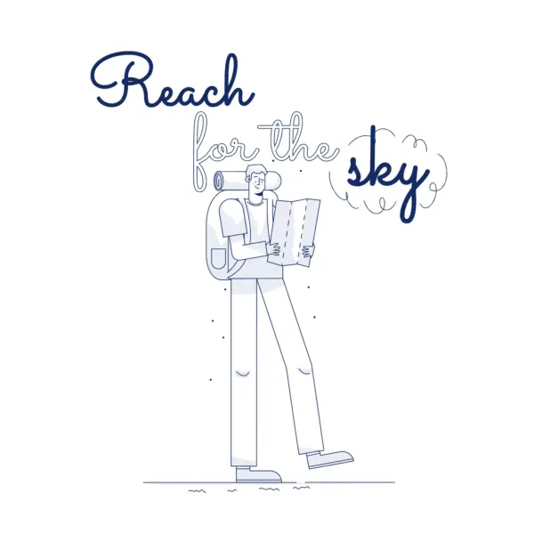 Man with suitcase looking at a map for a new adventure design