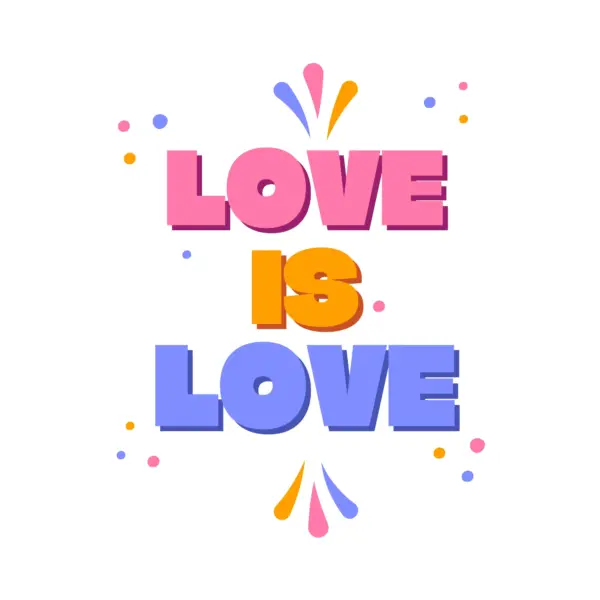 Love phrase decorated with different colours design