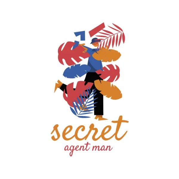 Secret agent hiding behind the forest leaves design