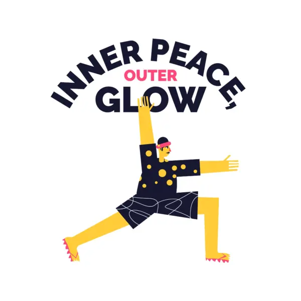 Boy doing yoga with phrase design