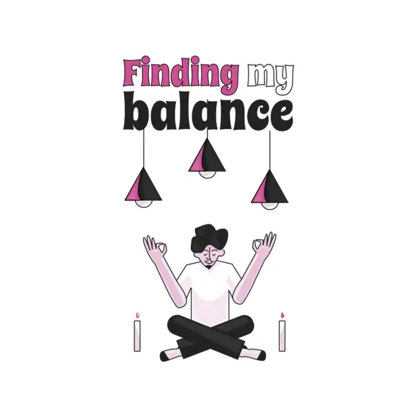 Man doing yoga with development phrase design