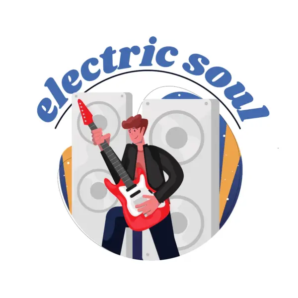 Man playing electric guitar with alt design