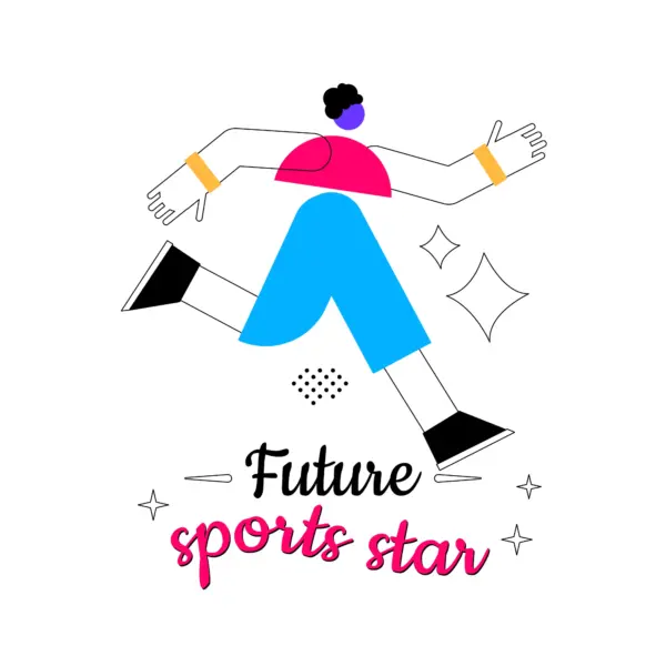 Girl made with geometrical shapes doing athletics design