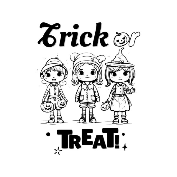 Trio of children in halloween costume design
