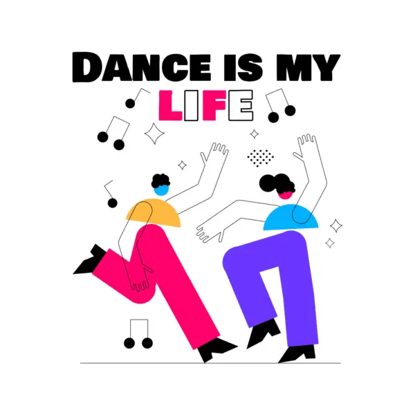 Dance couple in geometric style design