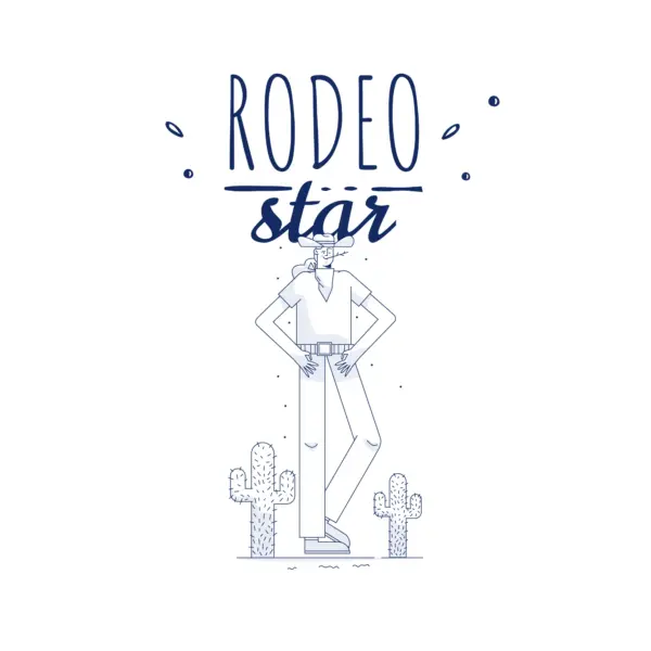 Super rodeo star dressed as a cowboy design