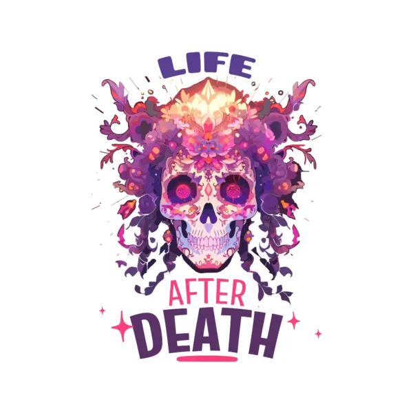 Day of the Dead costumed skull accompanied by a phrase design