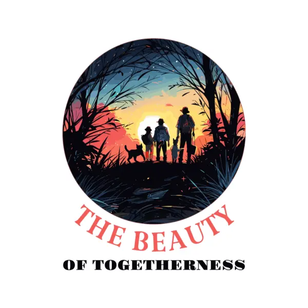 Family watching the sunset from a mountain design