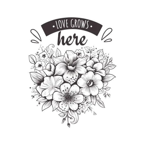 Flowers forming a heart design