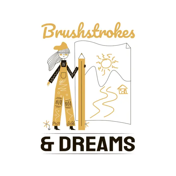 Girl making a beautiful landscape on a piece of paper design