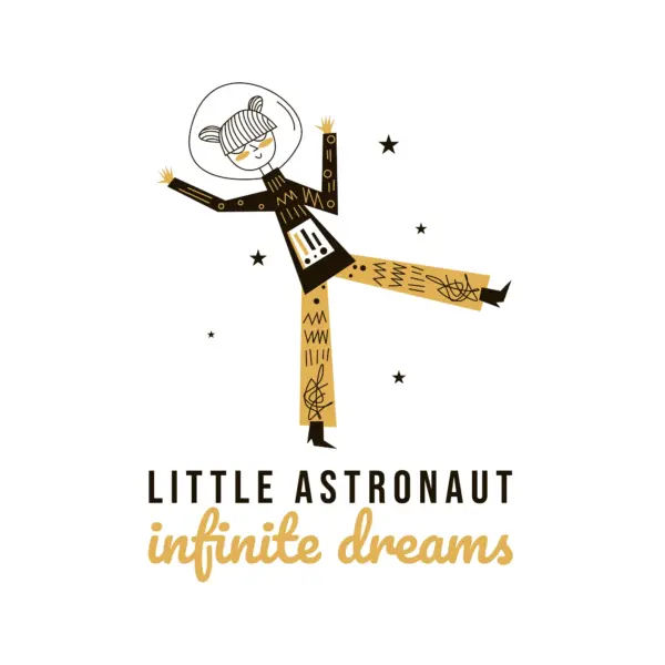 Girl floating in space wearing an astronaut's helmet design