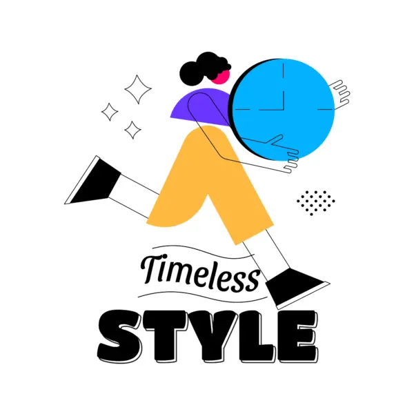 Girl running while holding a watch design