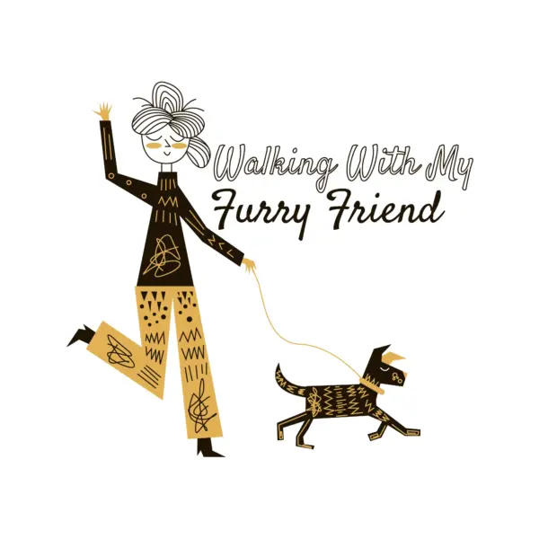 Woman walking her dog design