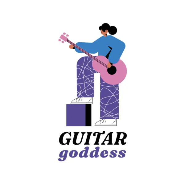 Girl leaning playing her guitar design