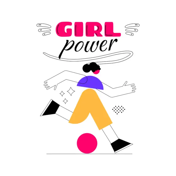 Girl made with geometrical shapes playing soccer design